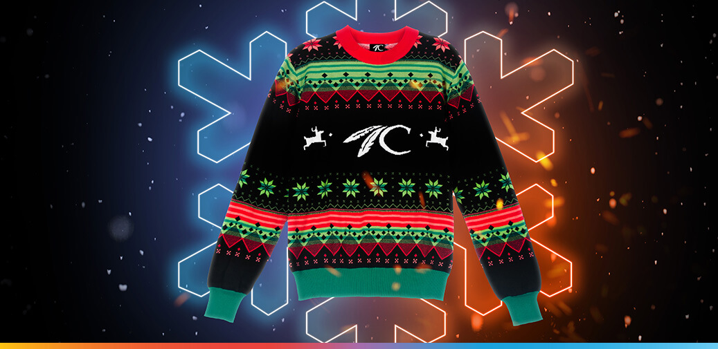 Holiday sweater inside an icicle.