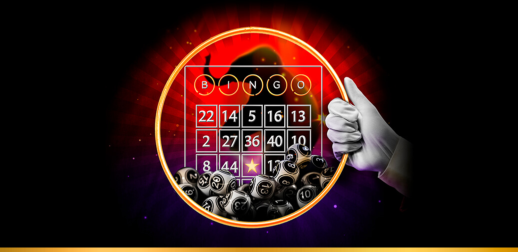 Bingo card with an elephant in the background and bingo balls