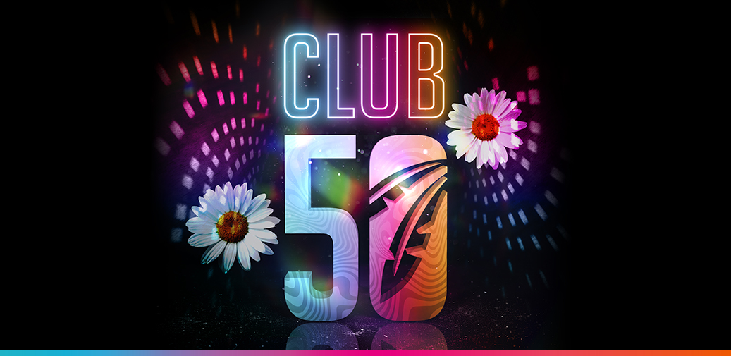 The number 50 with flowers