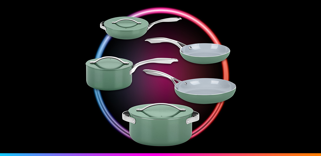Sage green pots and pans