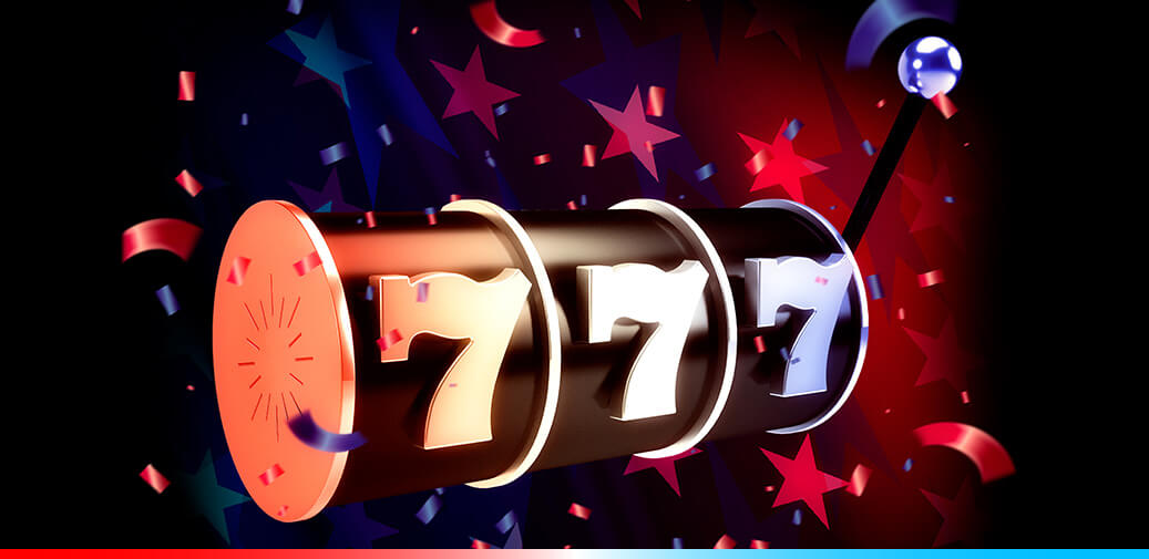 7's reel with confetti in the background