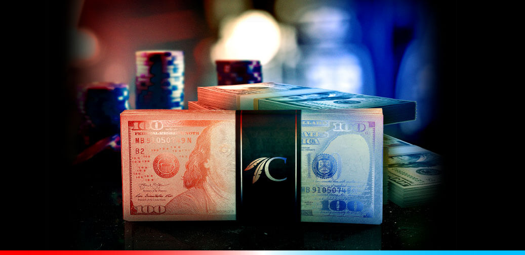 Stacks of cash and chips