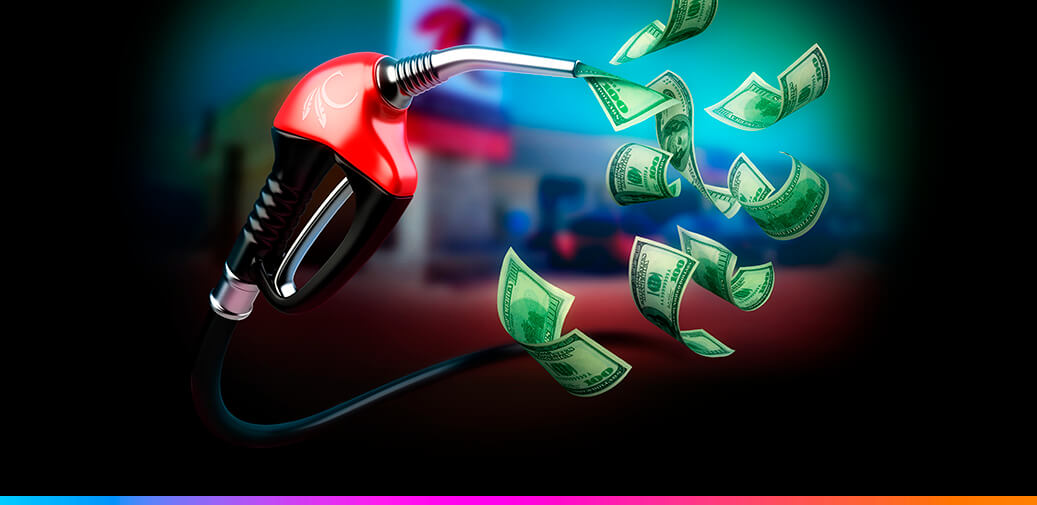 Gas pump spewing out money