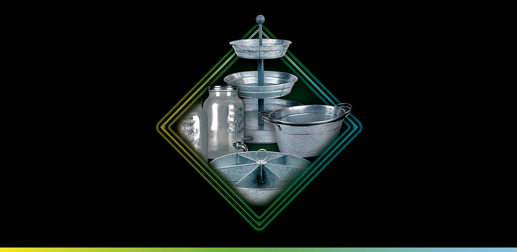 Portrait of Galvanized Outdoor Serving Set