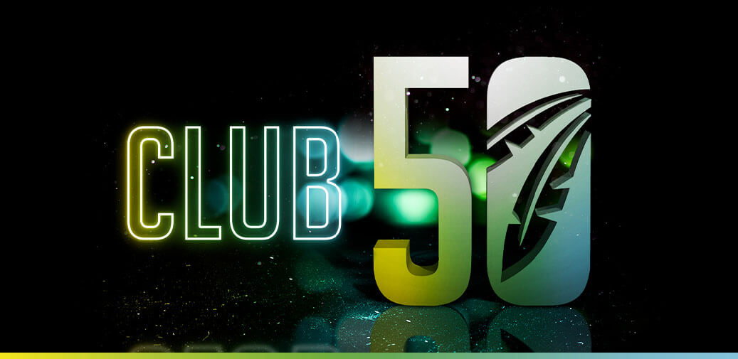 Portrait of Club 50 with a feather in it