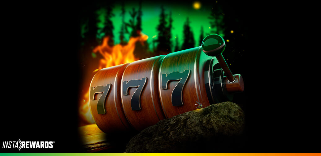 Triple 7 reel with fire in the background