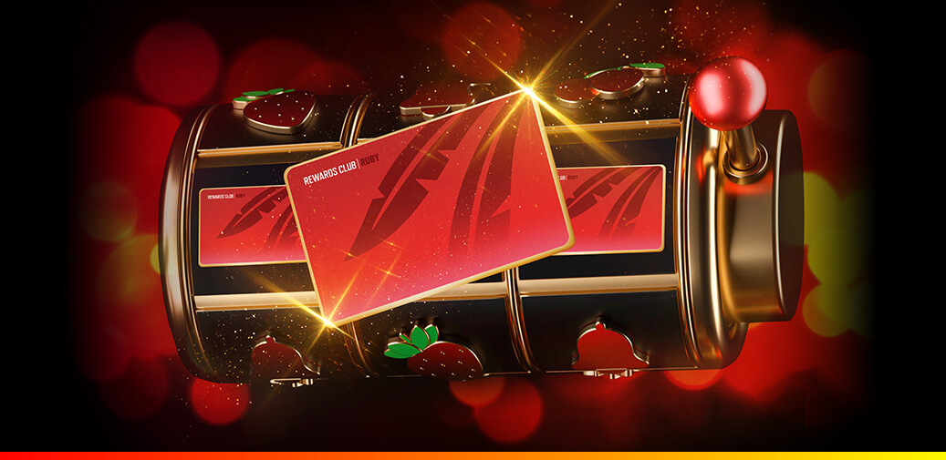 Portrait of a slot reel and a Ruby Rewards Card