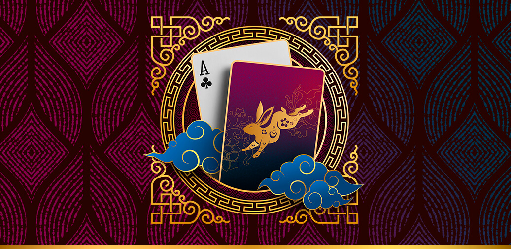 Table games card with a bunny on it