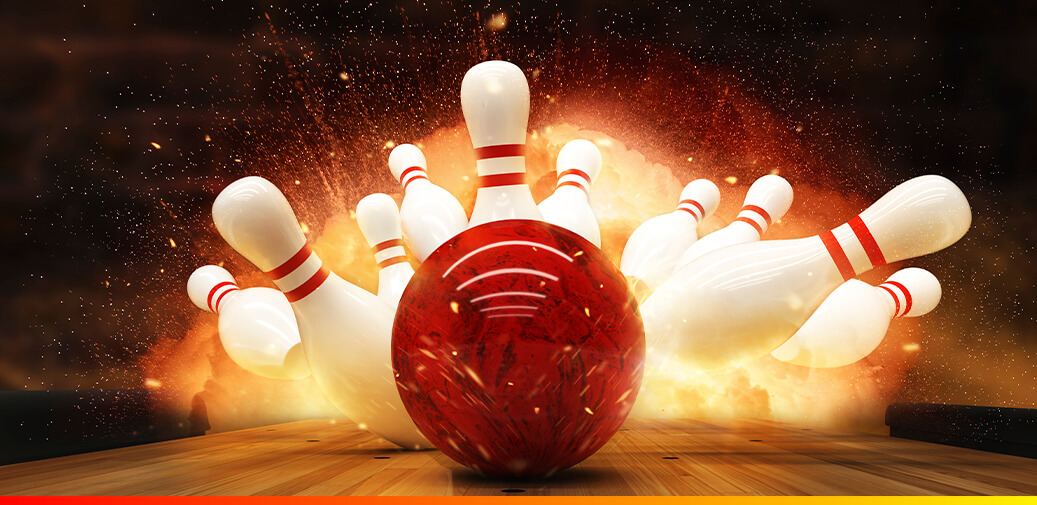 Bowling ball and bowling pins