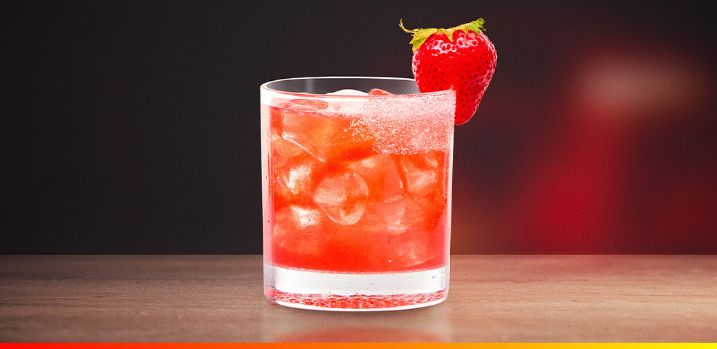 Picture of a drink with a strawberry