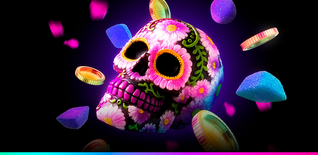 Sugar skull with coins