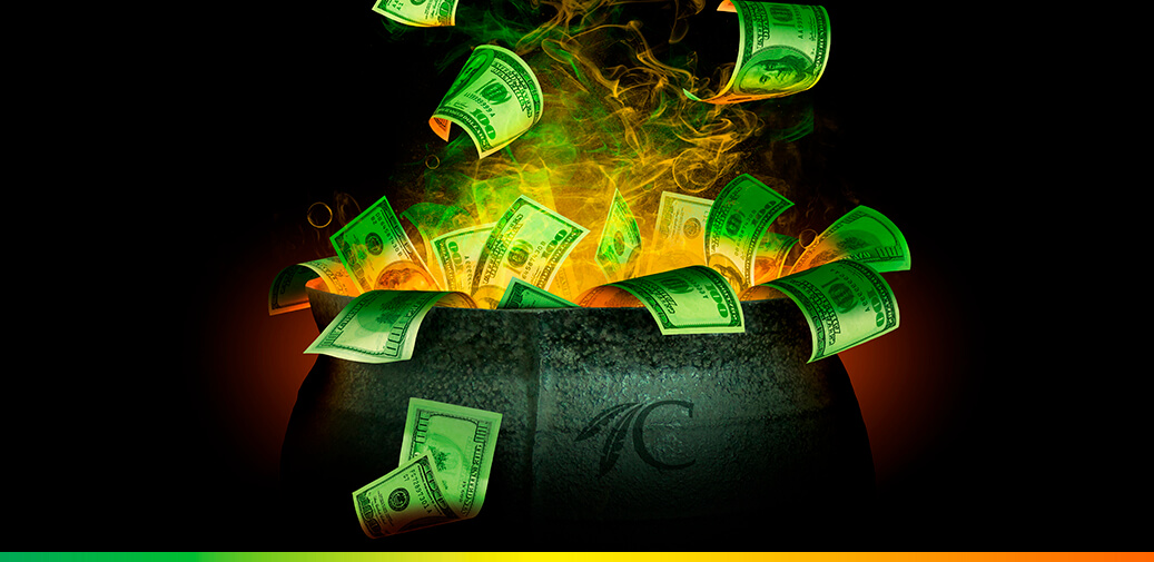Cauldron filled with cash