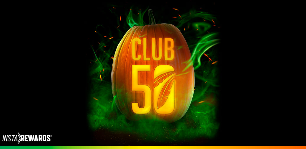 pumpkin with club 50 carved in it