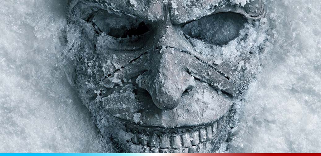 a mask covered in snow