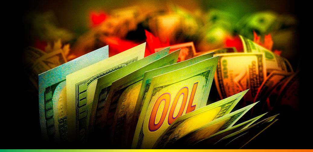 Stacks of hundred dollar bills