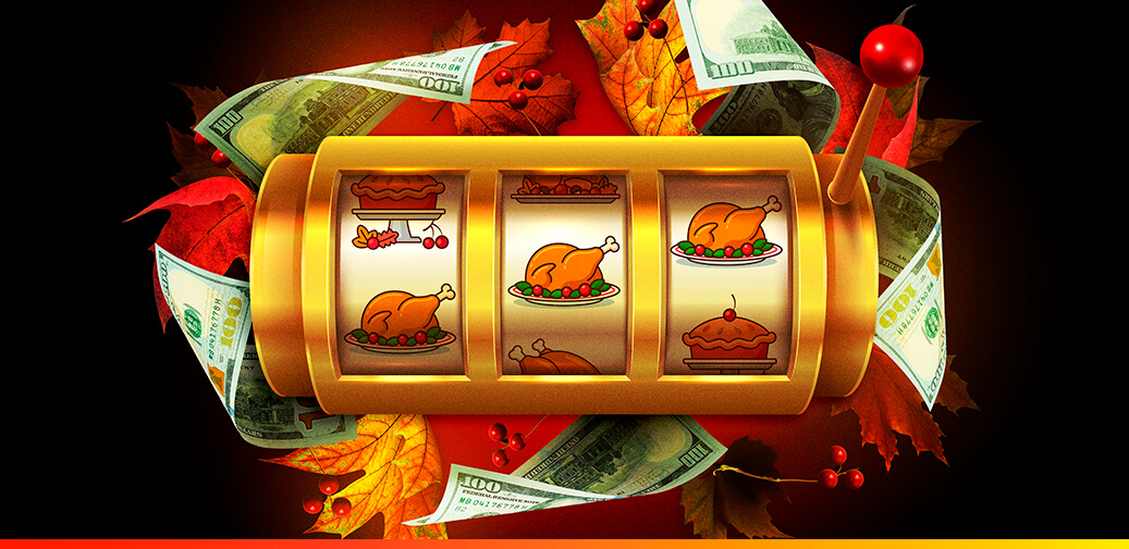 Slot reel with turkeys on it