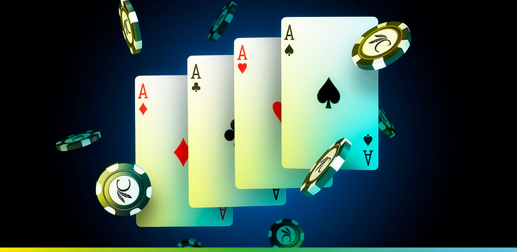 Ace cards surrounded by poker chips