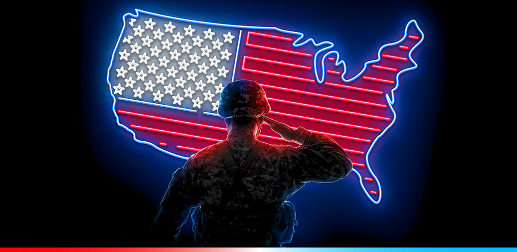 Soldier saluting the US