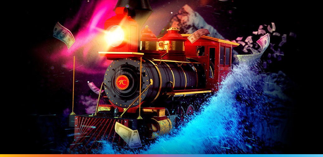 A train going through the snow