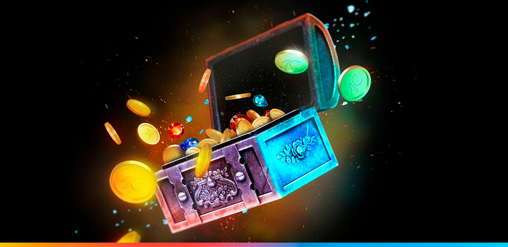 Chest filled with gold coins