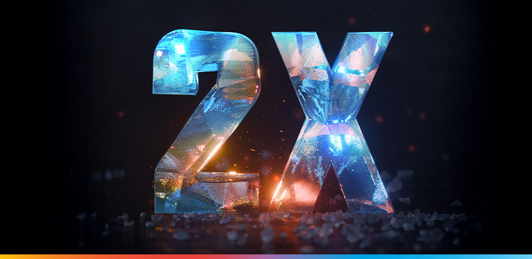 Ice in the shape of 2X