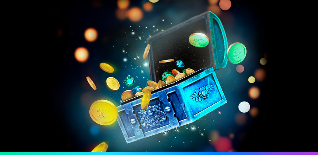 Chest filled with gold coins