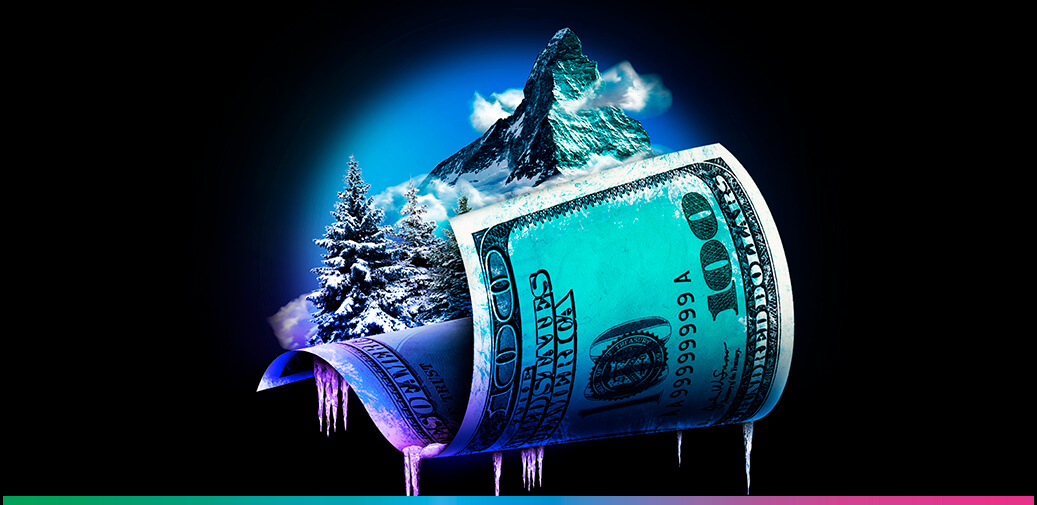 Frozen 100 dollar bill