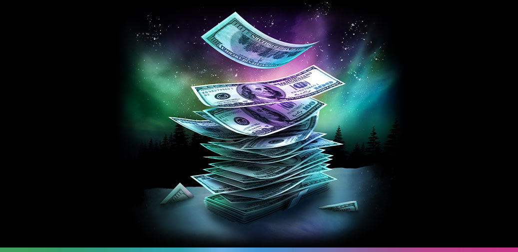 Stacks of hundred dollar bills