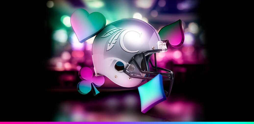 Silver football helmet surrounded by game pieces