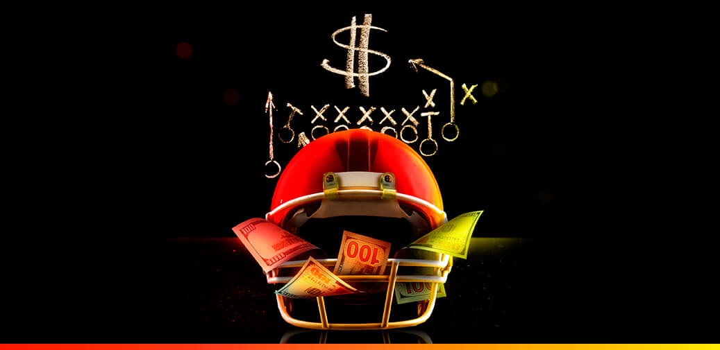 Football helmet with cash