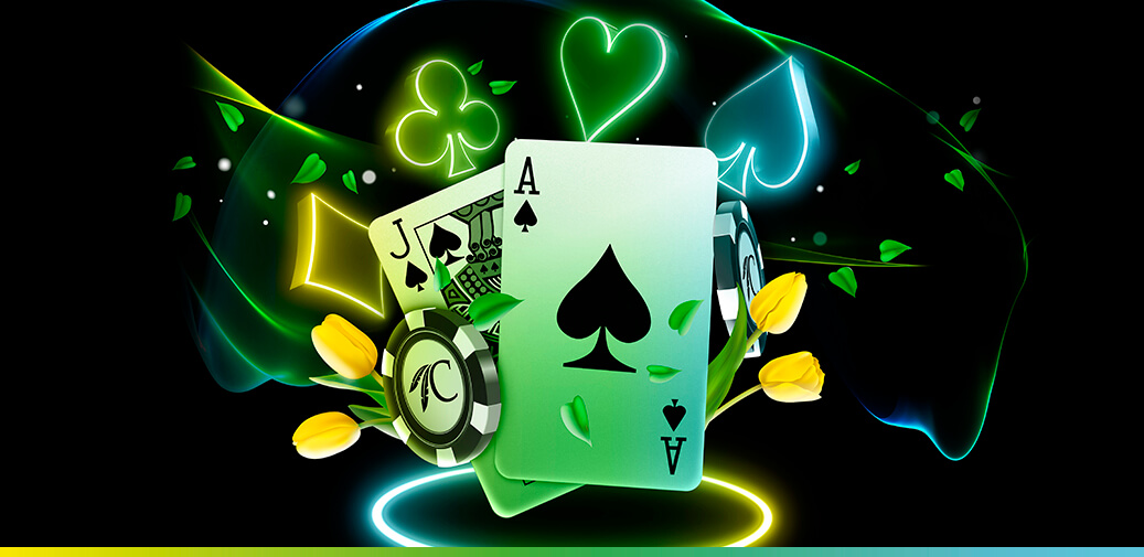 Table game cards with a table chip