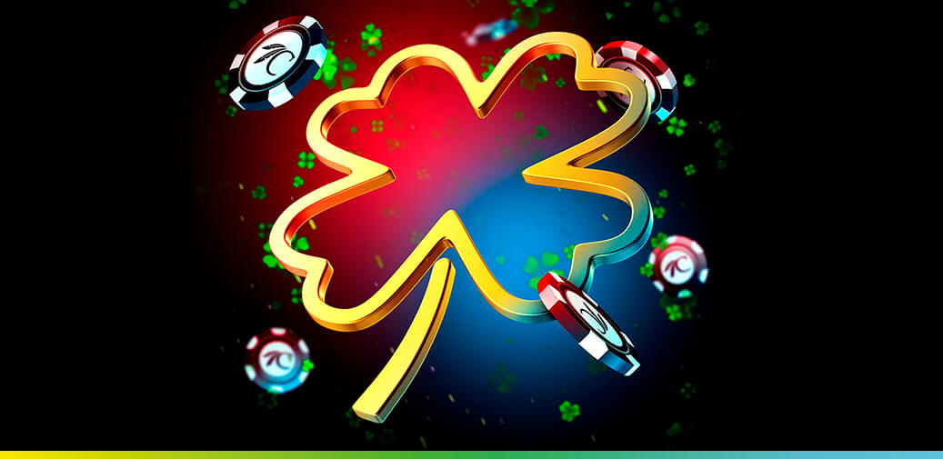 Giant four leaf clover with table game chips