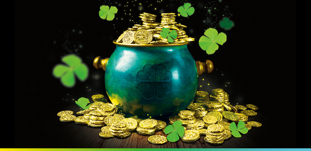 Pot full of gold coins