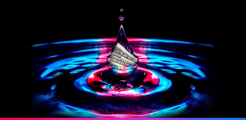 Raindrop with a 100-dollar bill in it