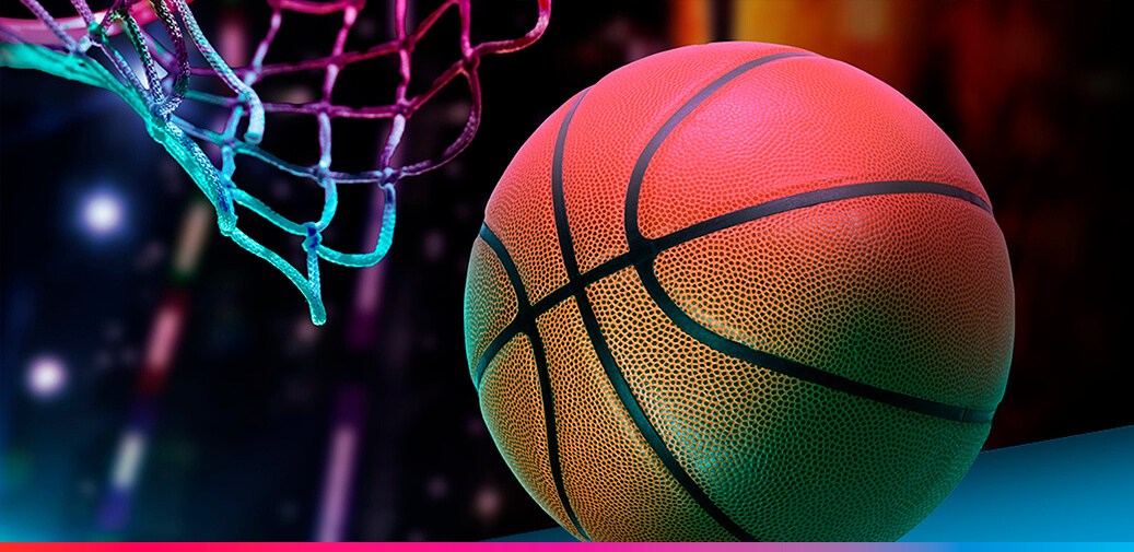 Basketball going through a net