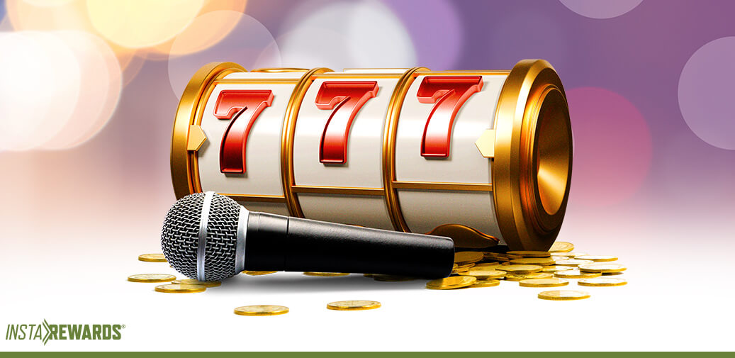 Triple 7 reel with a mic in front of it