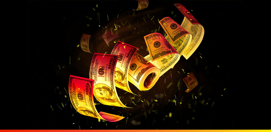 Rolls of hundred dollar bills