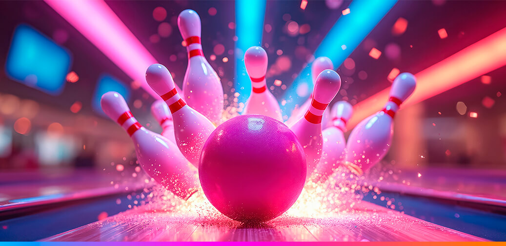 Bowling ball and pins