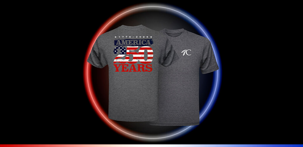 Gray shirts that say America 250 years on the back