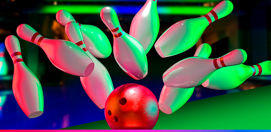 Bowling ball hits pins