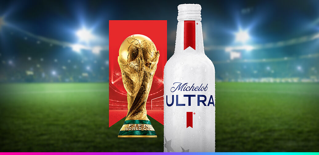 Michelob ultra with World cup trophy
