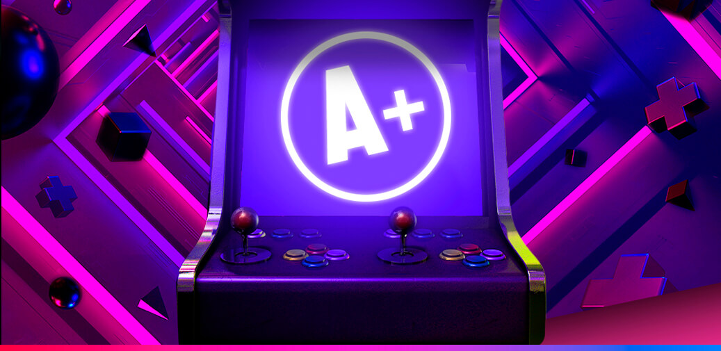 Arcade game with A+ on it