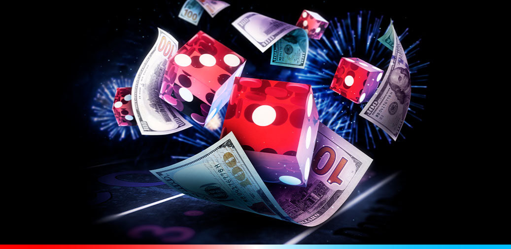 Dice with hundred dollar bills