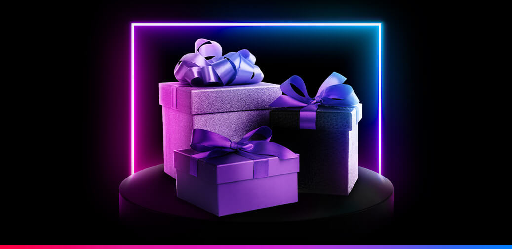 Purple gift boxes