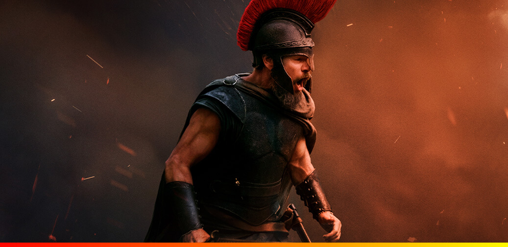 Warrior in ancient Greek armor.