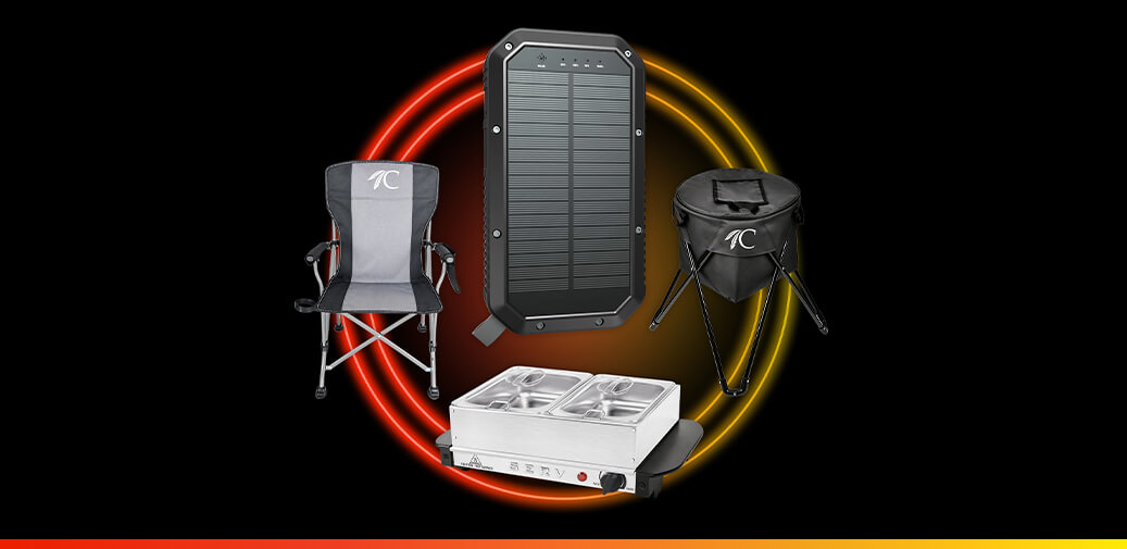 Camping gear and solar charger.