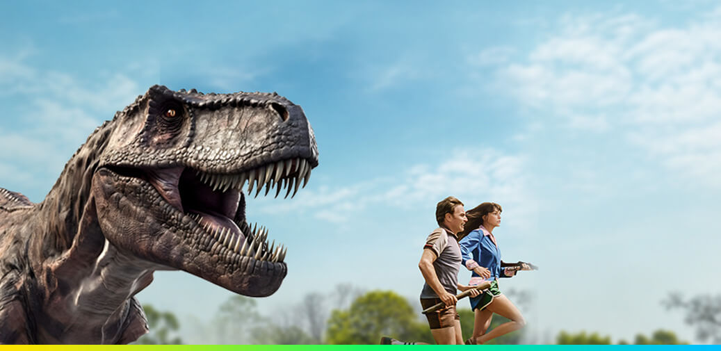 T-rex chasing a couple