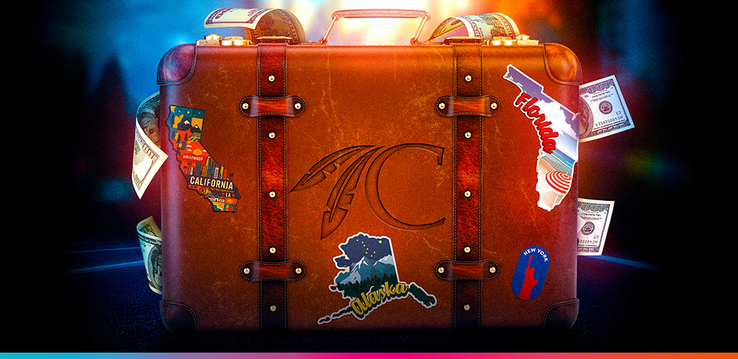 Suitcase with a Choctaw logo