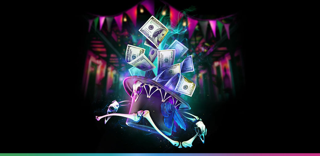 Money coming out of a hat